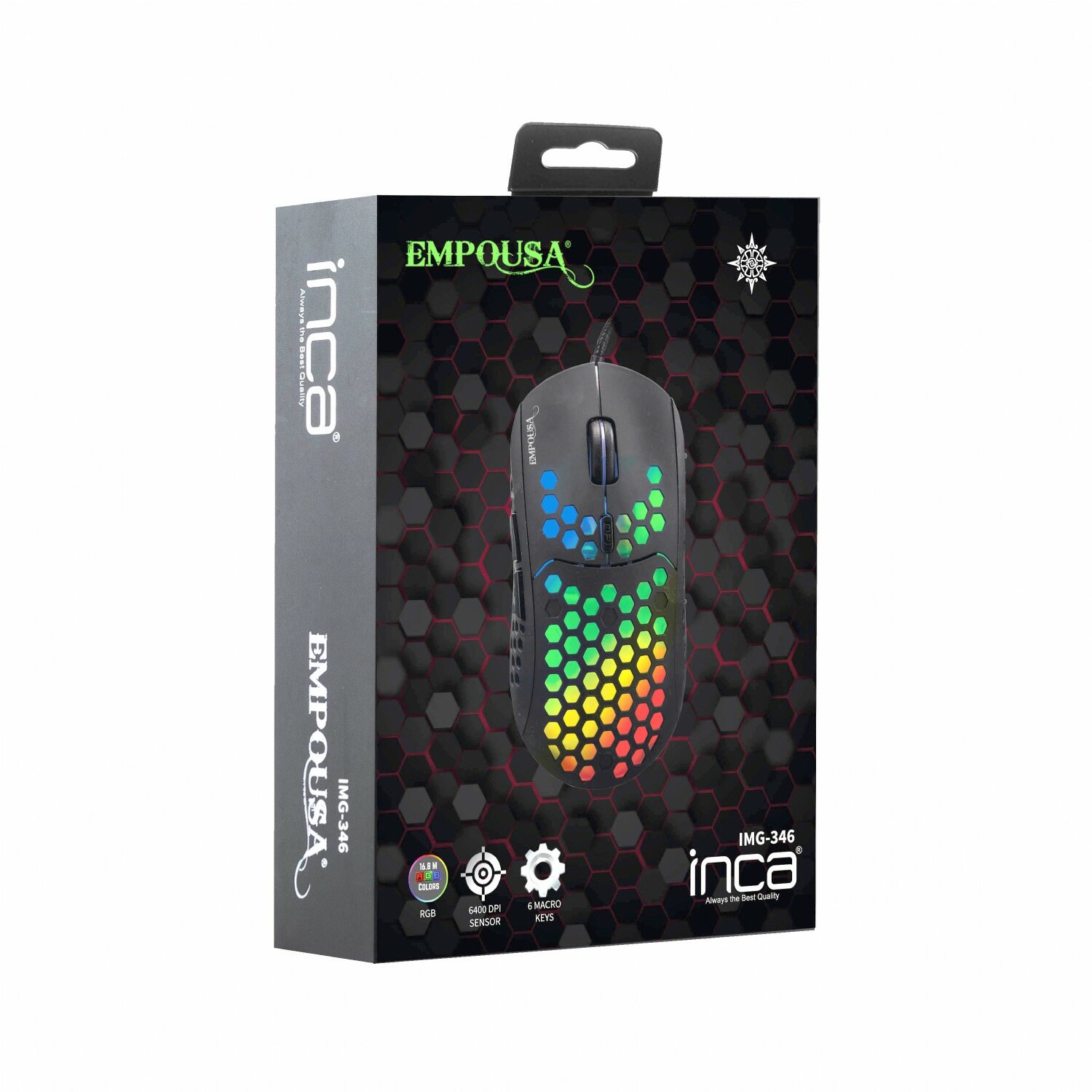 INCA IMG-346 EMPOUSA RGB-Makro-Tasten Professional 6400 DPI 8 Tasten