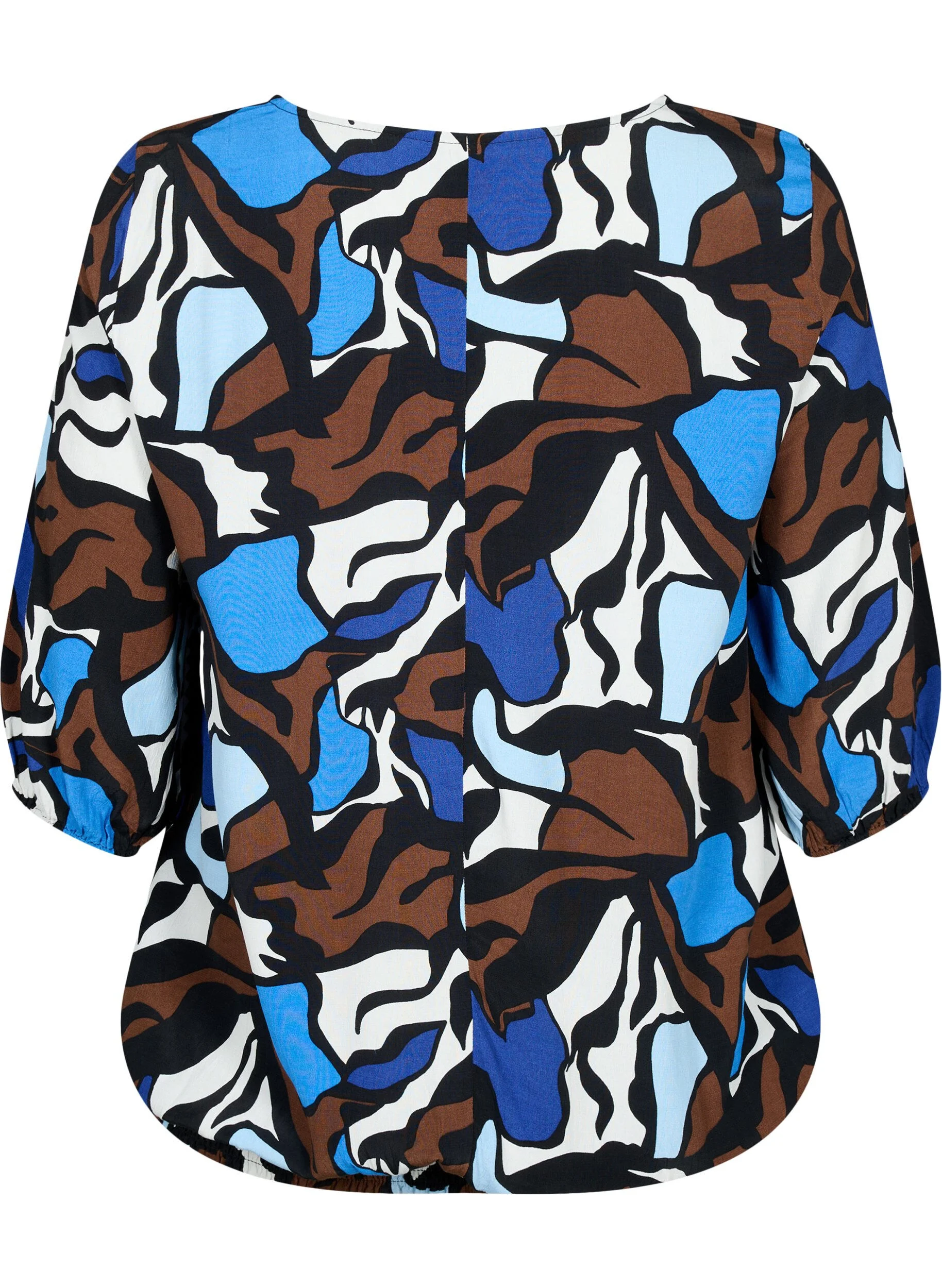 Bluse i viskose med print og smock