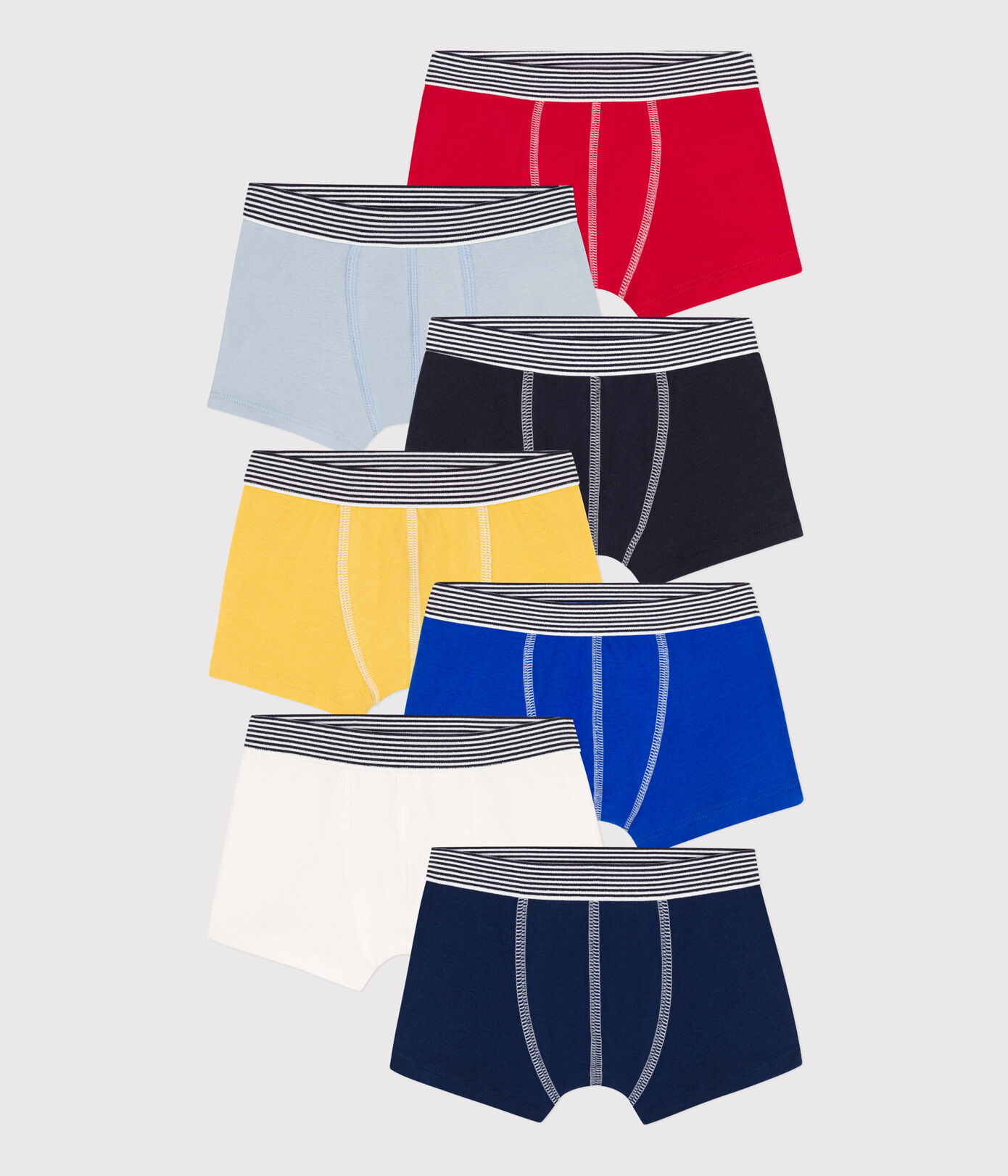 Lot de 7 boxers unis en coton petit garçon