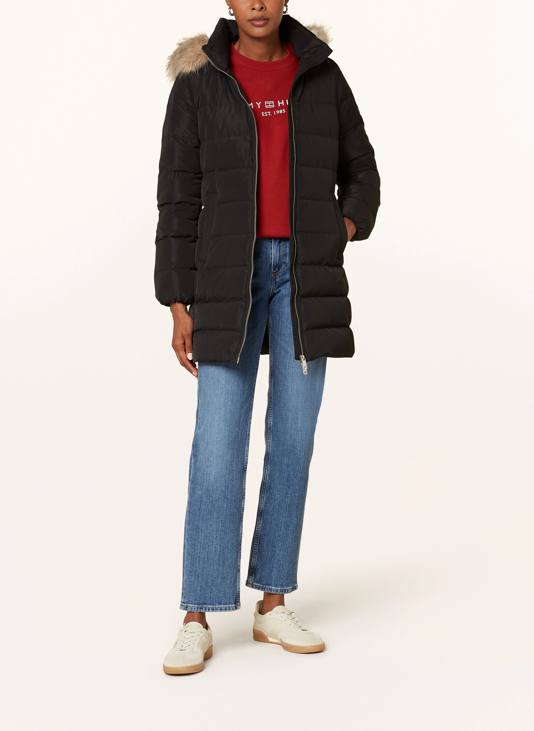 TOMMY HILFIGER Daunenmantel HERITAGE DOWN TYRA mit abnehmbarem Kunstpelz