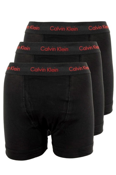 Calecons et slips calvin klein jeans trunk 3pk nc1 black w/ pompian red logos