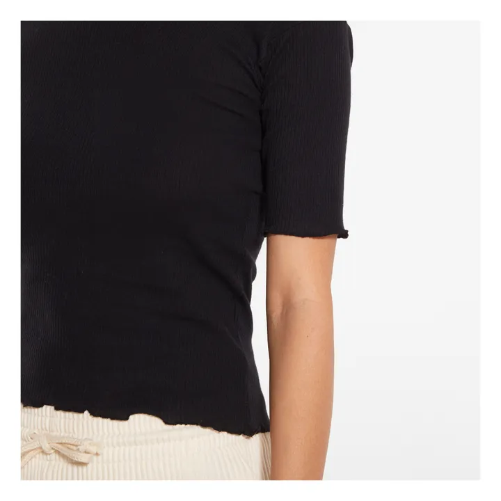 Baserange T-Shirt 3/4 Côtelé Pama Jersey Coton Bio | Noir