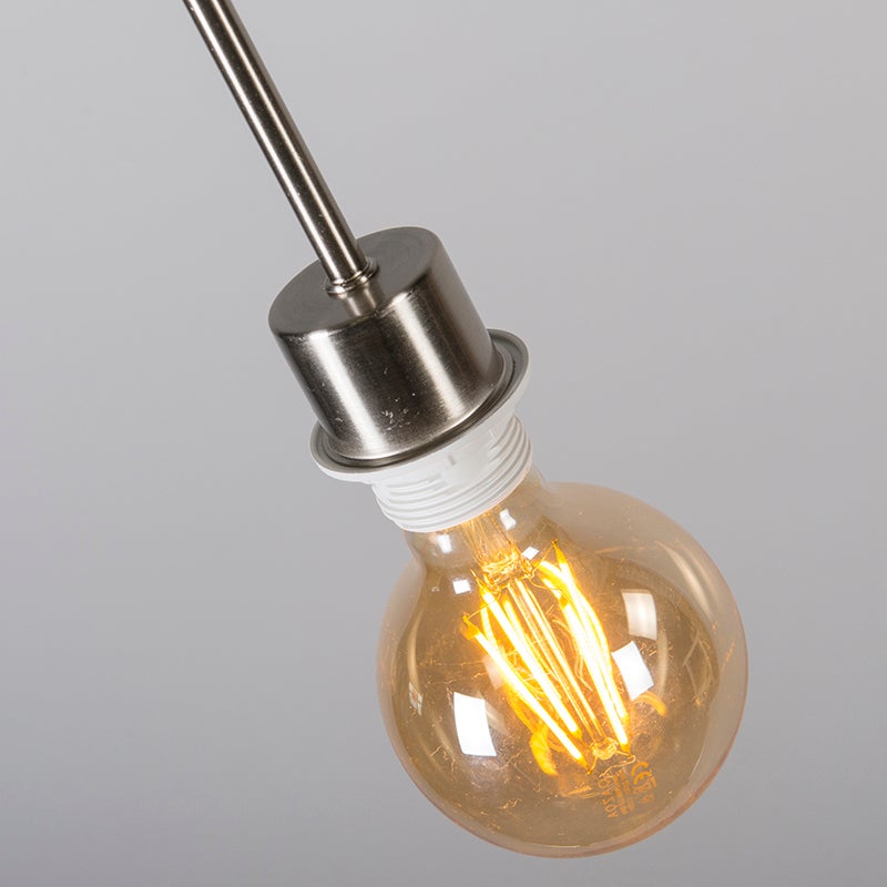 Hanglamp staal met zwarte kabel - Combi 1