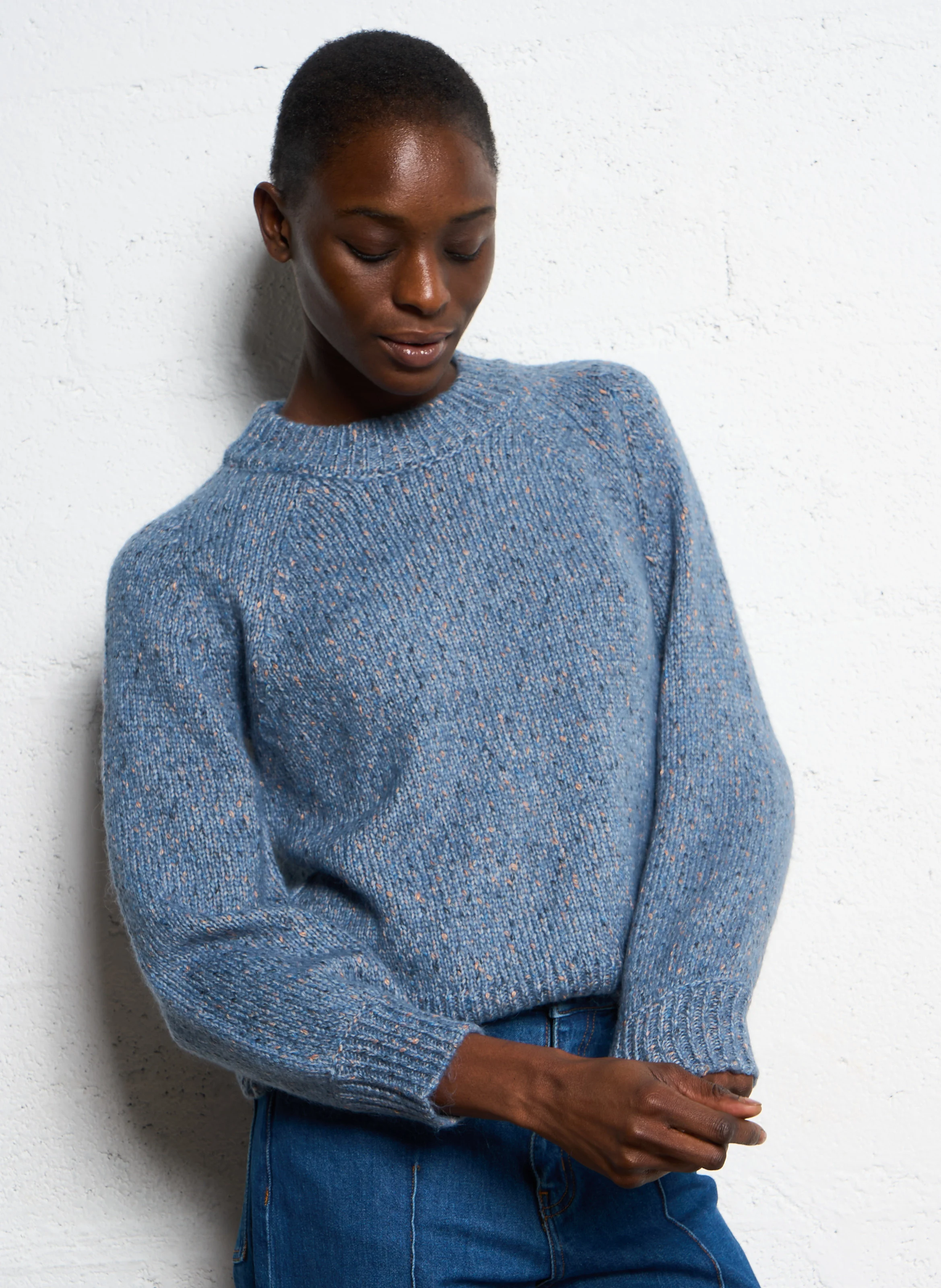 AGNES - Pull droit col rond| Bleu