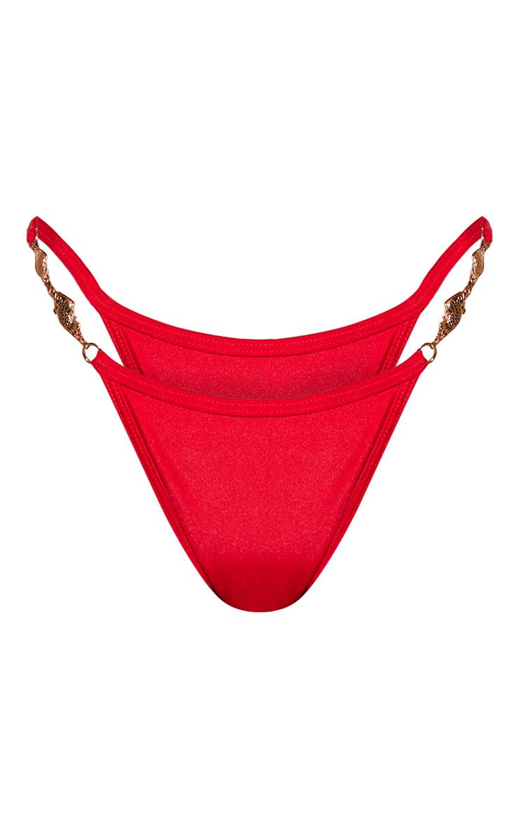 Rouge Bas De Bikini Tanga À Ornement Poisson
