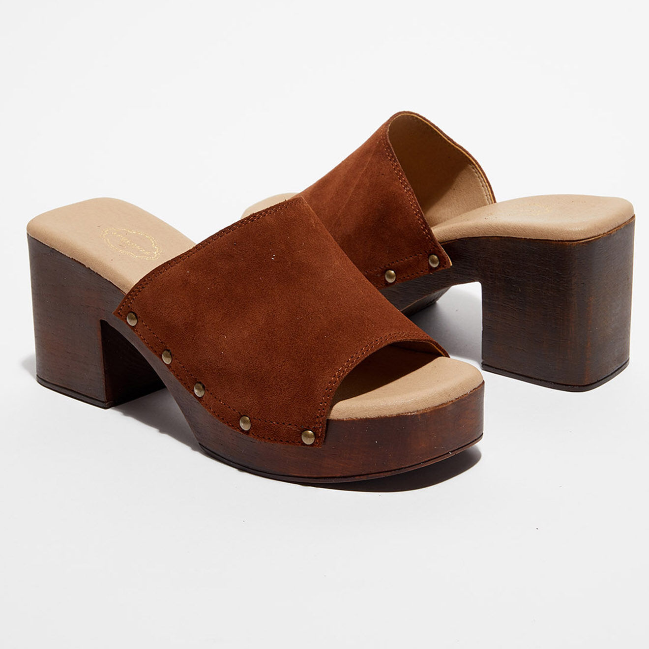 Apologie Studio Sabots en Velours de Cuir Ninon marron - Talon 8,5 cm