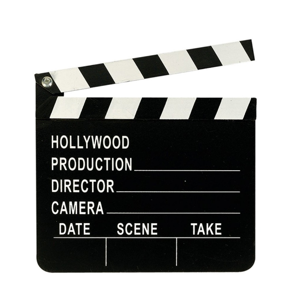 (20x18cm) Photo Booth Filmklappe Hollywood Party Fotorequisite Regieklappe für lustige Bilder - Schwarz / Weiss