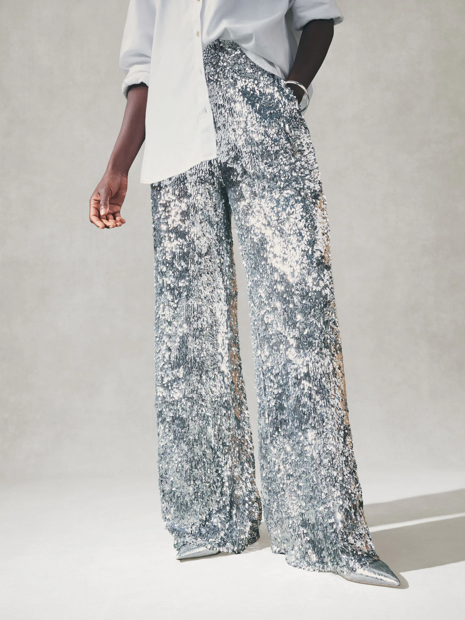 Nothing Ordinary Sequin High Waist Wide Leg Trousers