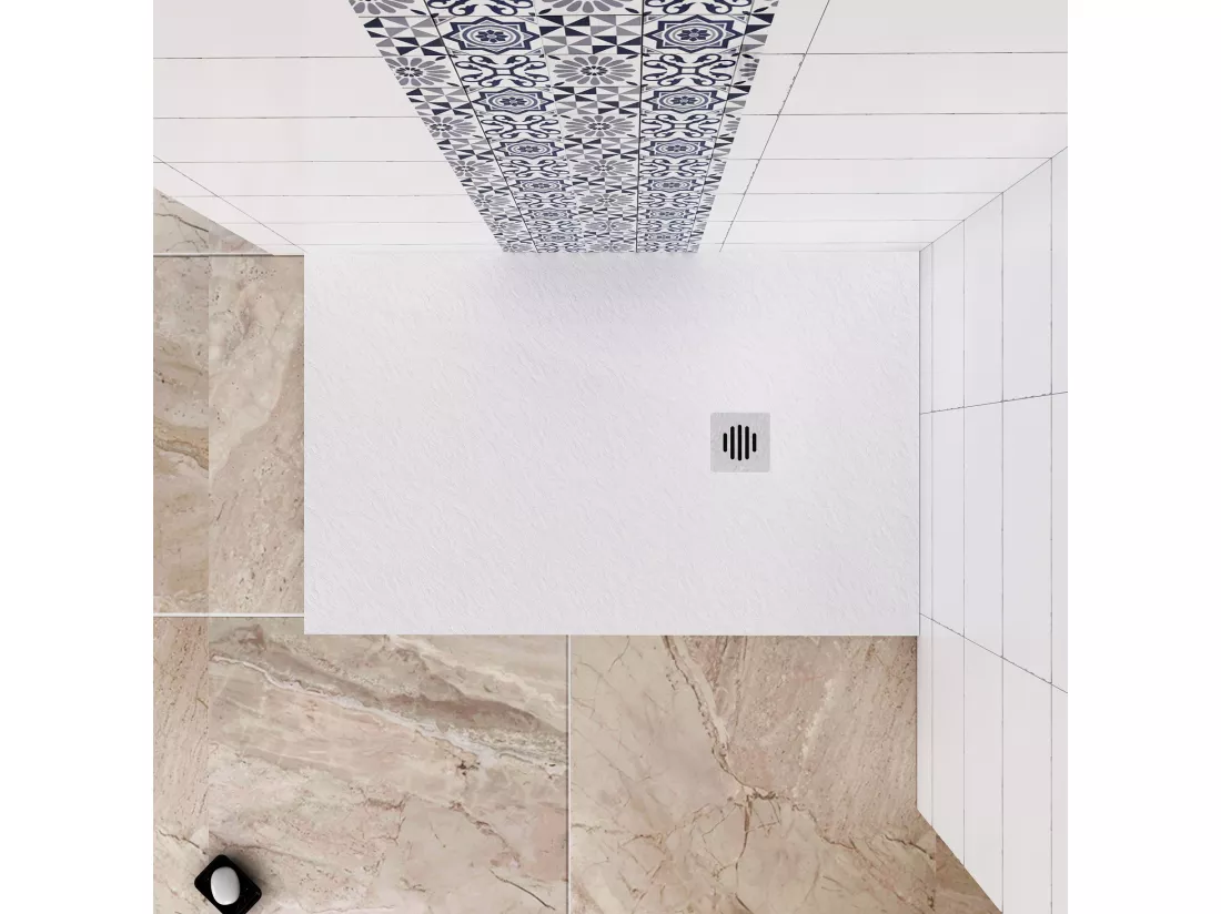 Aica receveur de douche Rectangulaire 140x80x3cm,Extra plat Blanc antidérapant,Receveur extra-plat à poser ou à encastrer,avec une grille en ABS