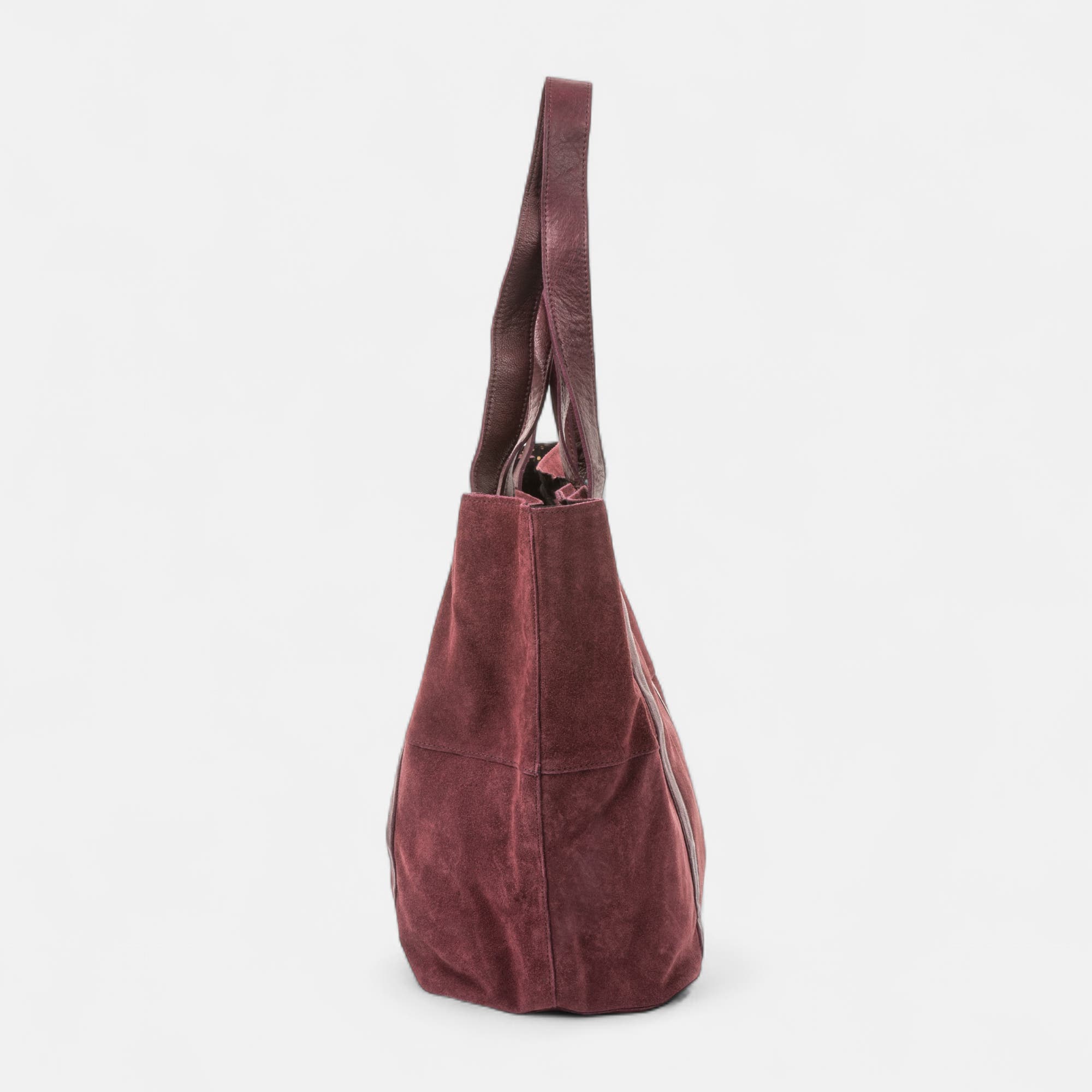 Sac de shopping en cuir bordeaux