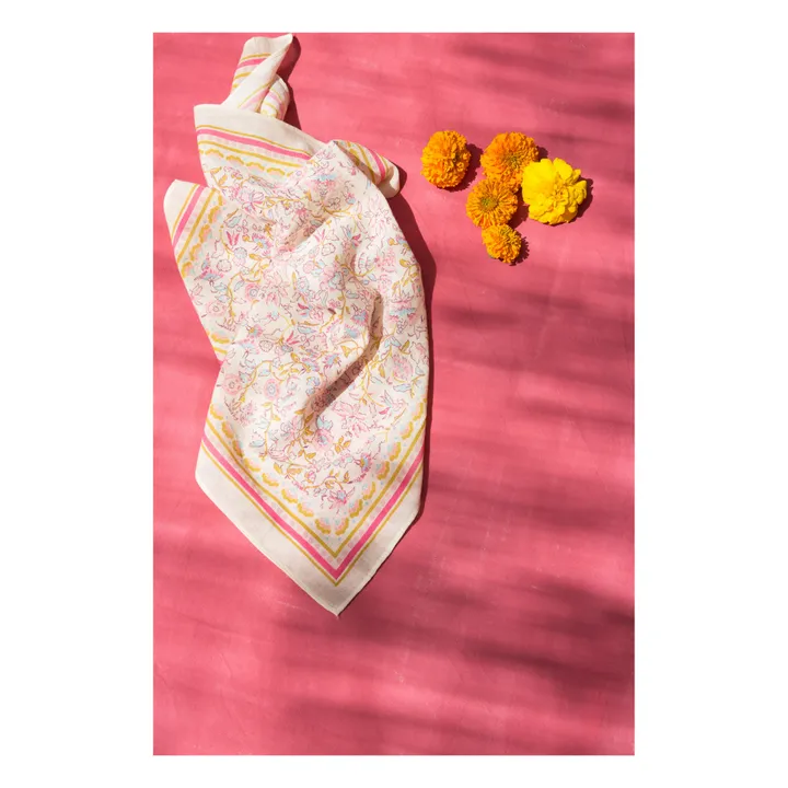 Louise Misha Foulard Coton Bio Fleuri Capucine | Ecru