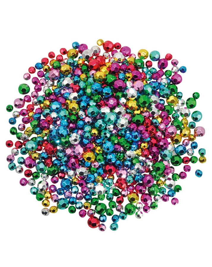 Kunststoffperlen DIAMANTEN 500g in metallic bunt