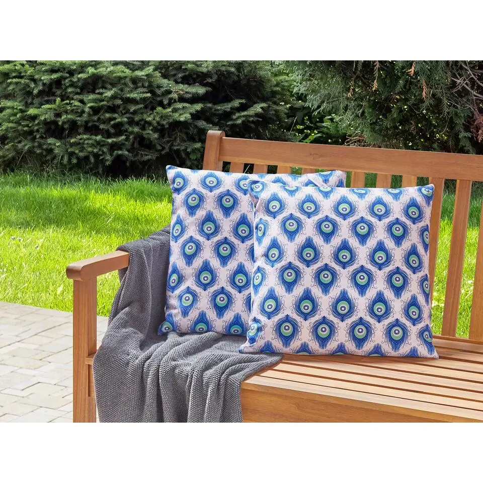 CERIANA - Tuinkussen set van 2 - Blauw/Roze - 45 x 45 cm - Polyester