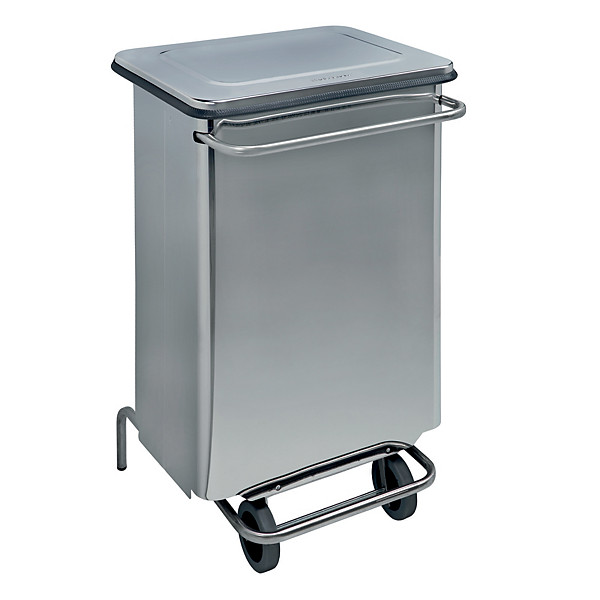 Conteneur inox mobile à pédale auto-estinguente 70 litres