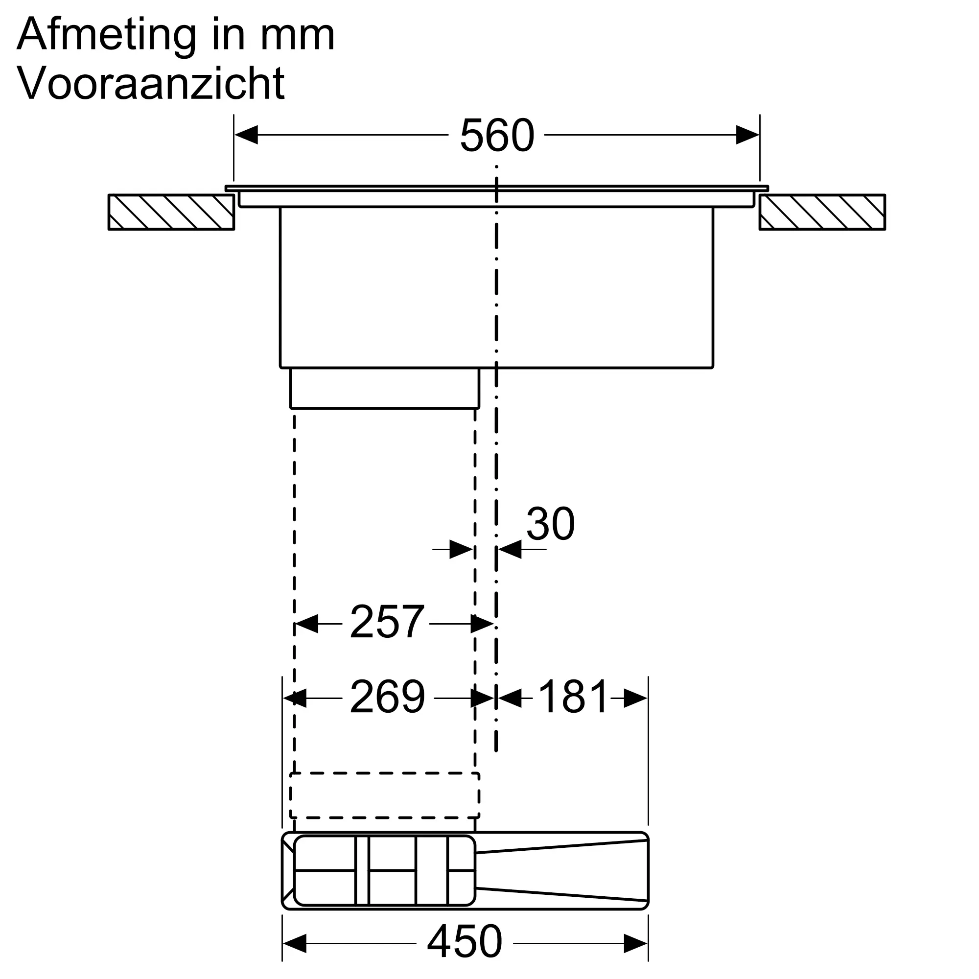 Serie 4 Inductiekookplaat met afzuiging 60 cm opbouwmontage met rand
