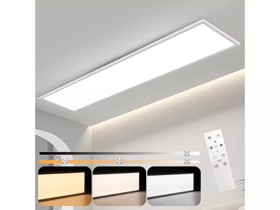 NETTLIFE Panneau LED 120x30 dimmable avec télécommande 40W noir