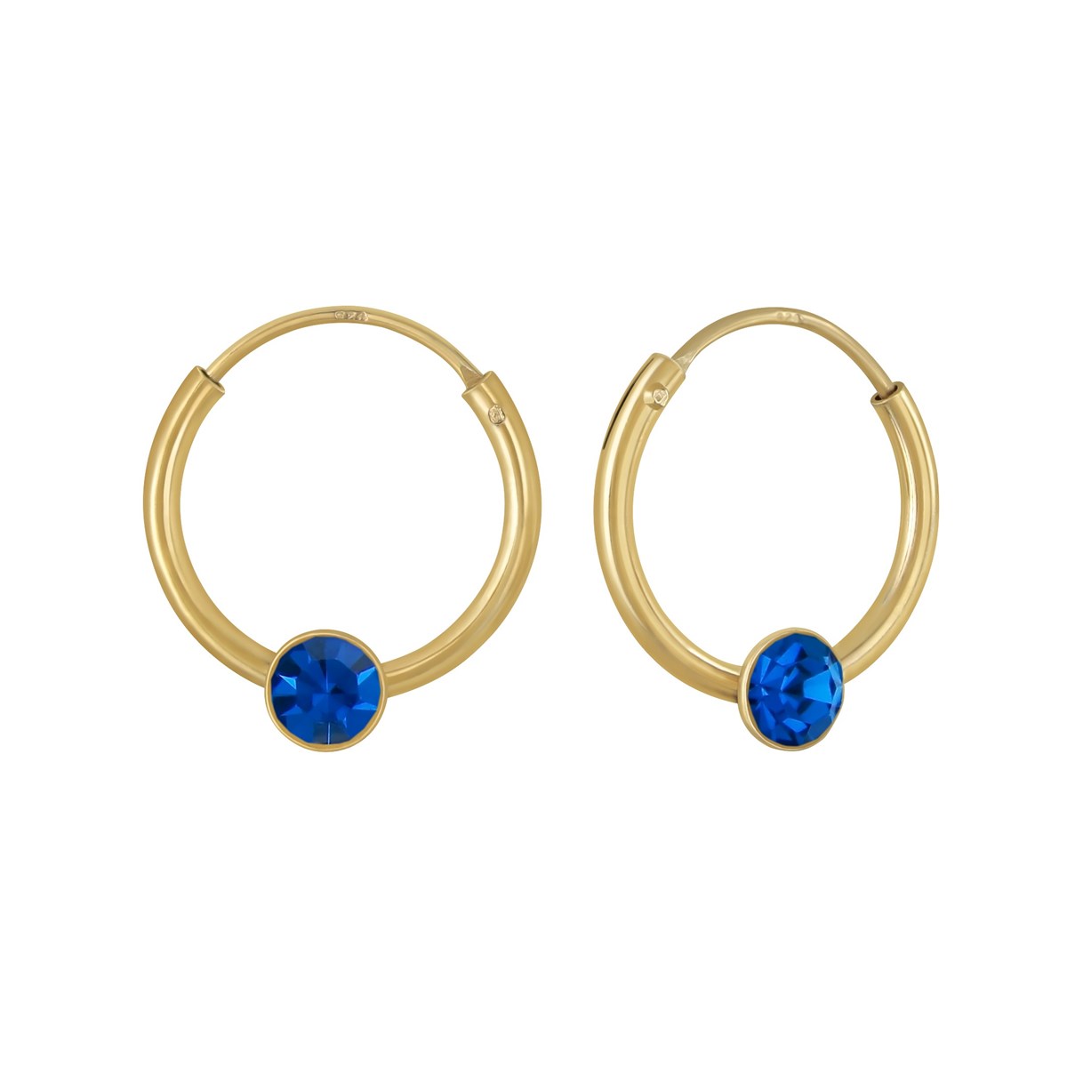 Boucles d'oreilles enfant cristal en argent 925 plaqué or