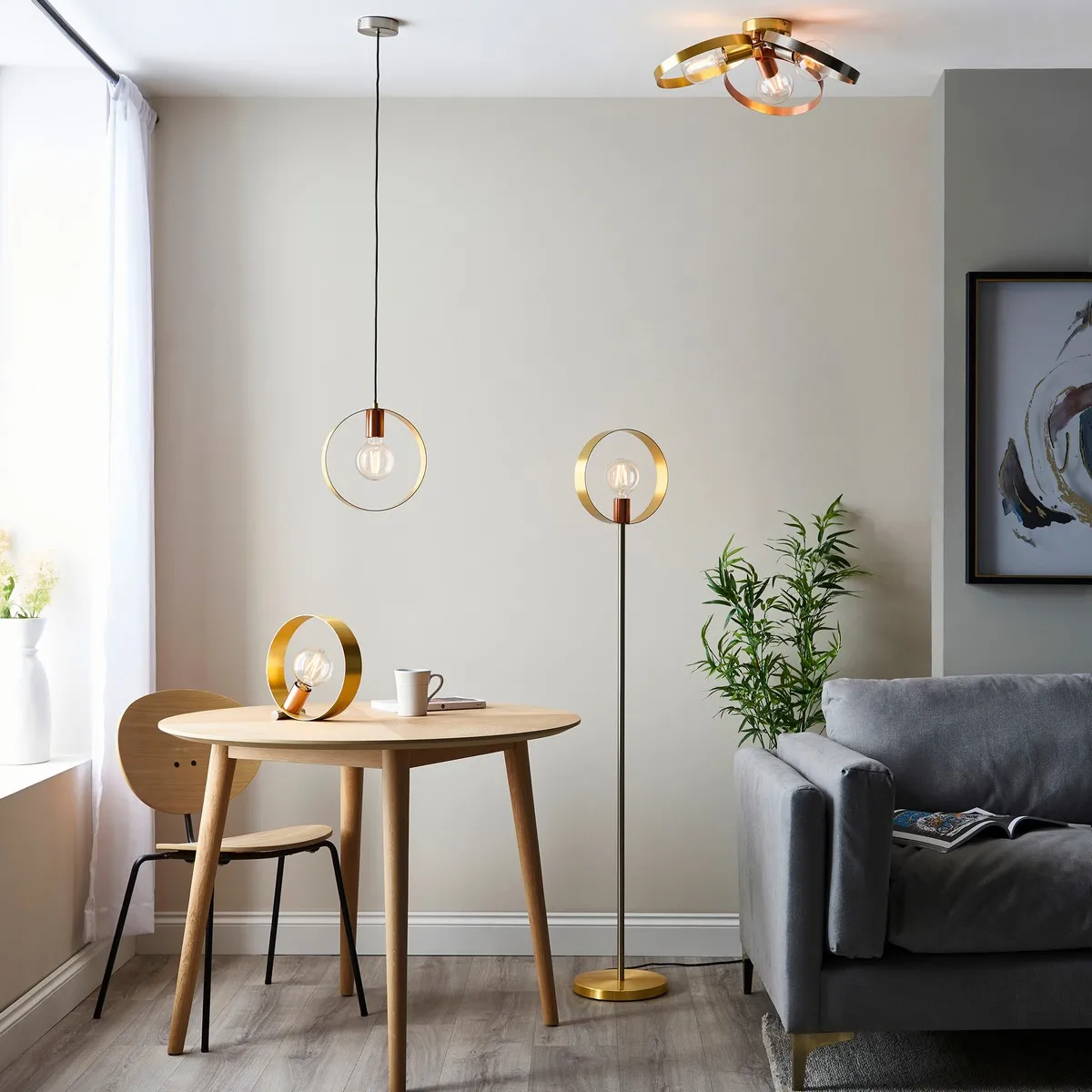 Endon Lampadaire Complet - Laiton/Nickel