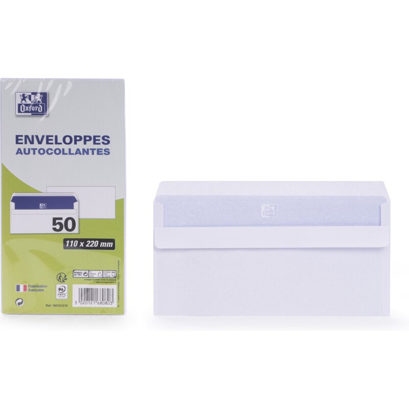 EnveloPPe Oxford 110X220 X50 Autocollante Blanche