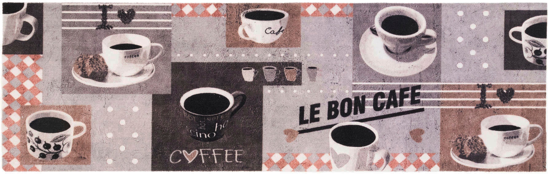 Primaflor-Ideen in Textil Küchenläufer »BON CAFE, Made in Belgium« rechteckig 5 mm Höhe mit Schriftzug & Motiv Kaffee, rutschhemmend, waschbar, Küche