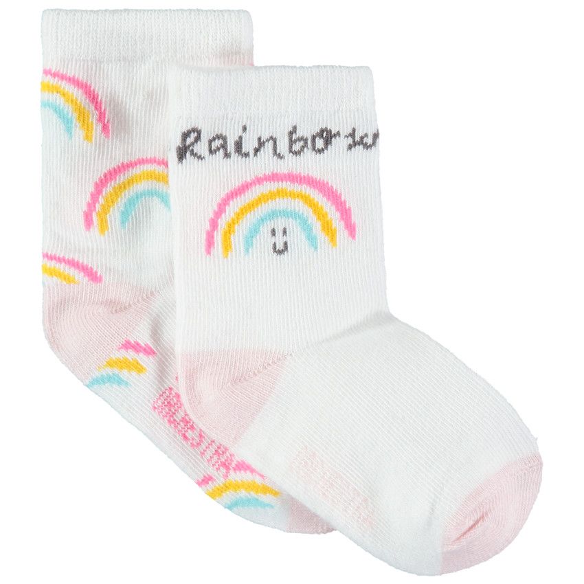 Lot de 2 paires de chaussettes motif arc-en-ciel en jacquard - Blanc