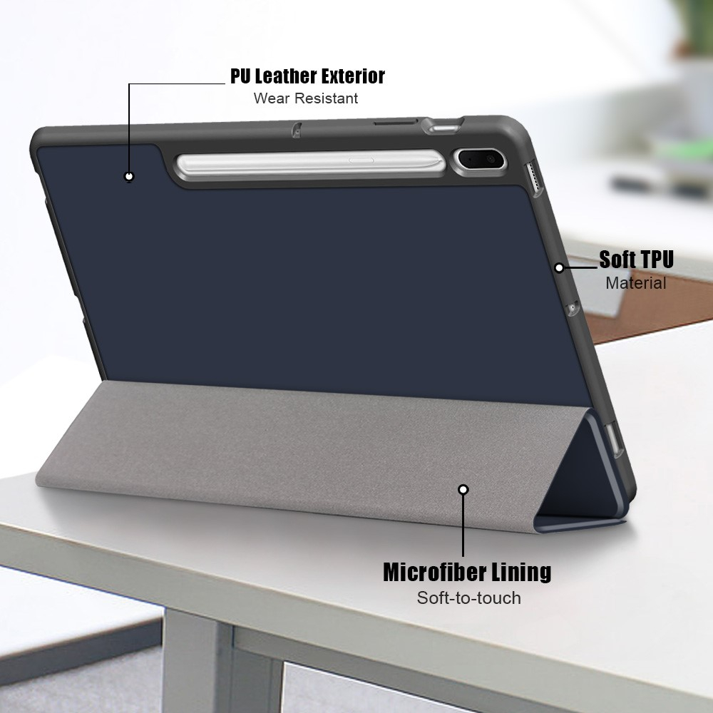 Samsung Galaxy Tab S8  Plus / Tab S7  Plus / Tab S7 FE 5G Leder Tasche Smart Cover Hülle S-Pen Halterung - Dunkelblau