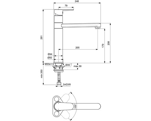 Ideal Standard keukenkraan CERAFINE O zijdezwart mat BC501XG