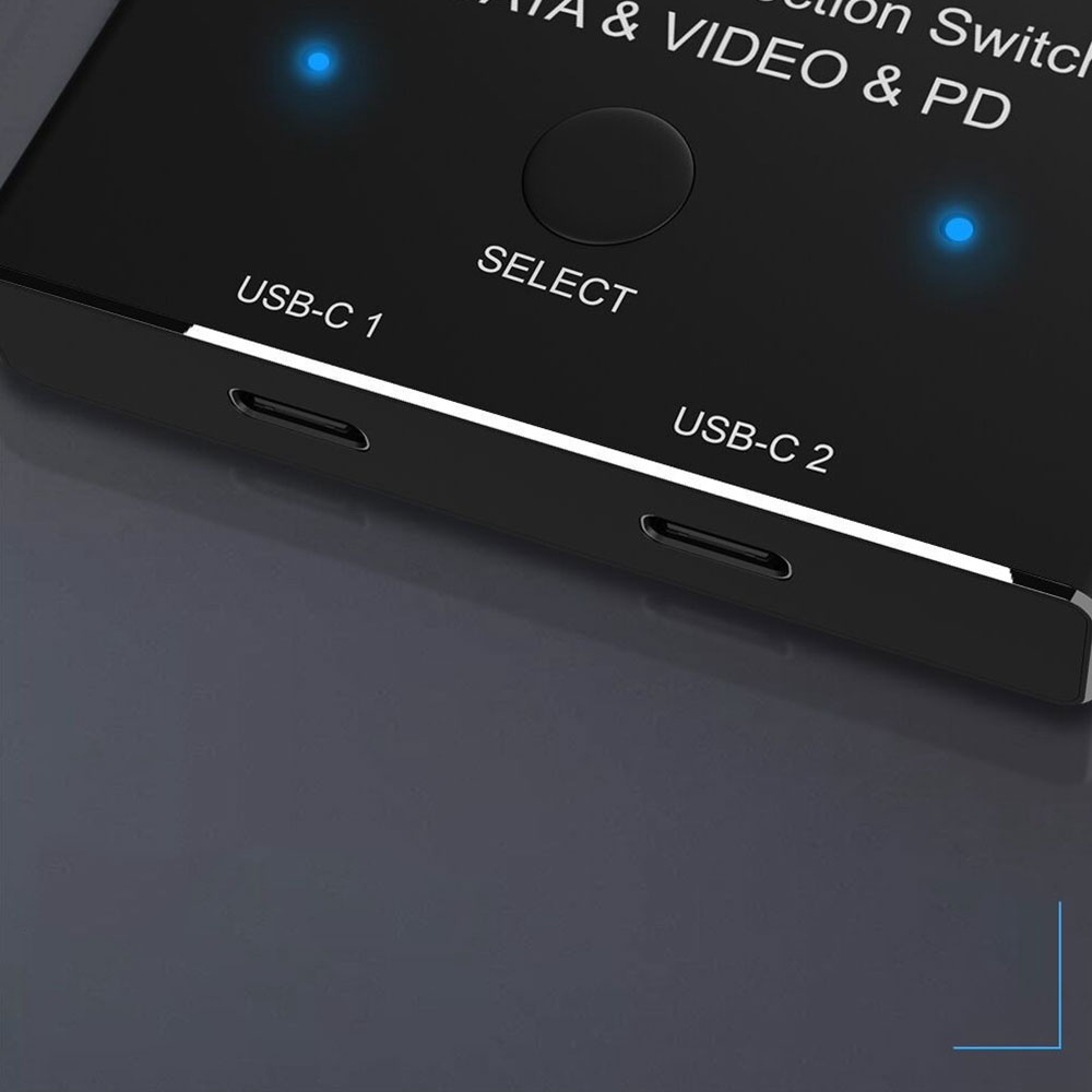 (50cm) 2in1 USB C Audio und Video KVM-Switch für bis zu 2 Computer mit 2x USB C Port (PD 100W / 8K@30Hz / 10 Gbit/s) - Grau