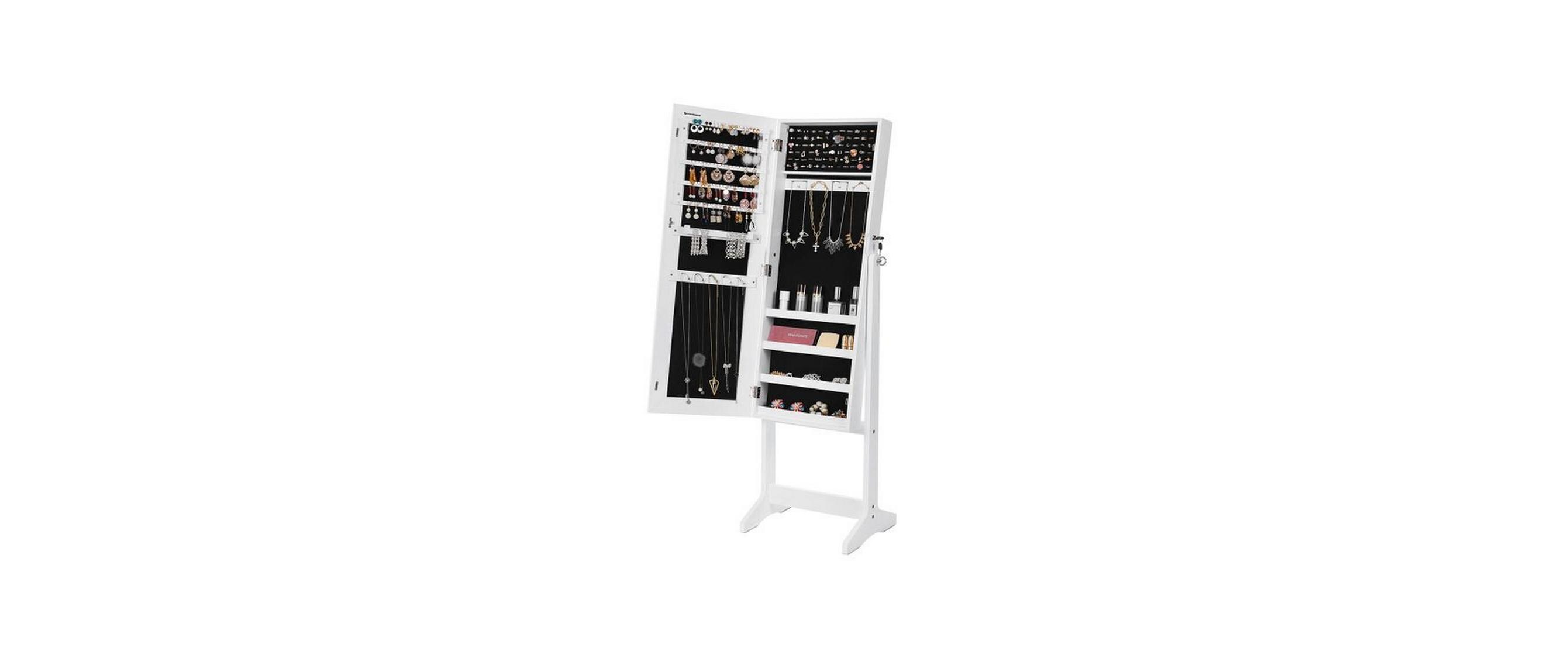 Schmuckschrank 41,1 x 36,5 x 151.5 cm<br>Standspiegel mit Stauraum für Schmuck