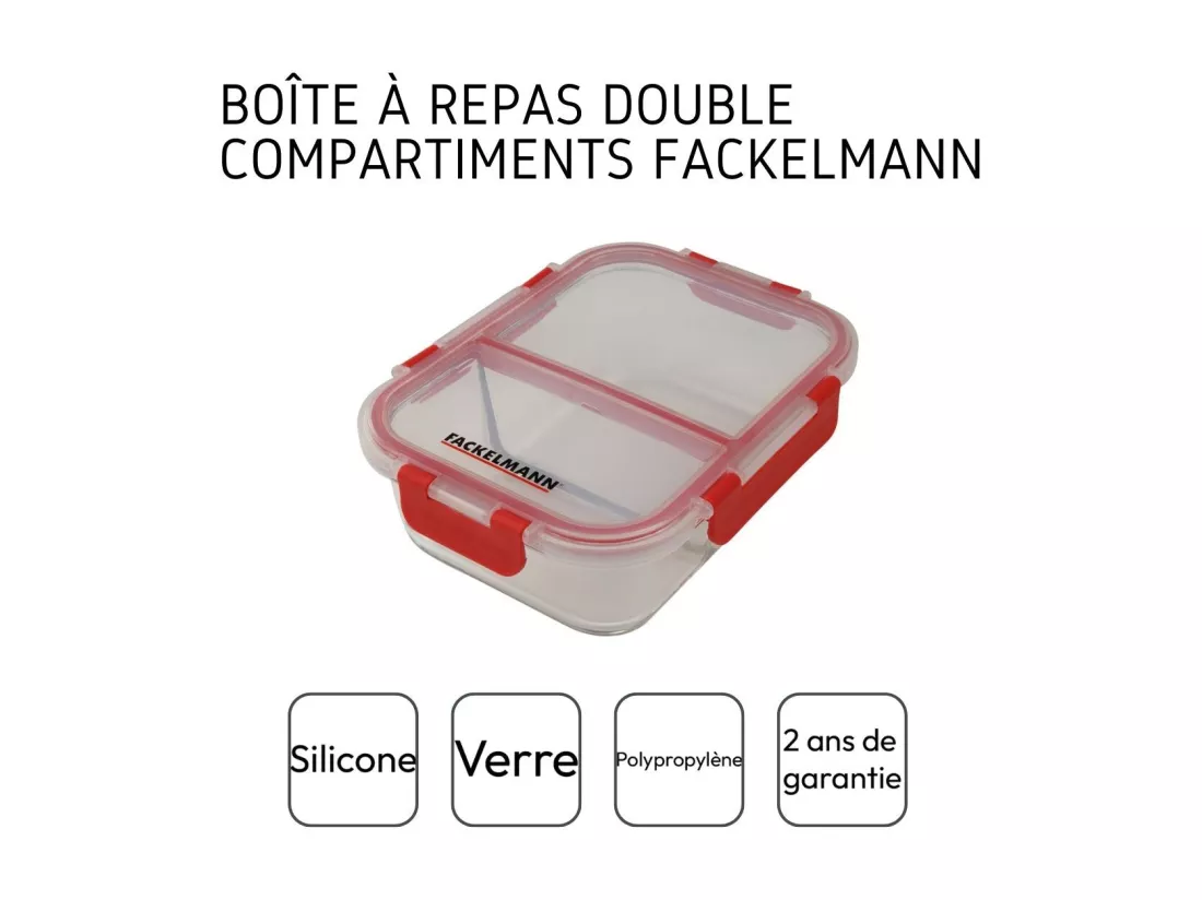 Boîte à repas en verre avec deux compartiments 1000 ml Fackelmann Move