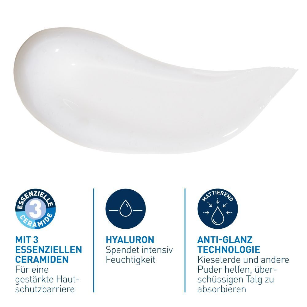 CeraVe Mattierende Feuchtigkeitsspendende Gel-Creme: Spendet Feuchtigkeit und absorbiert überschüssigen Talg bei öliger und fettiger Haut