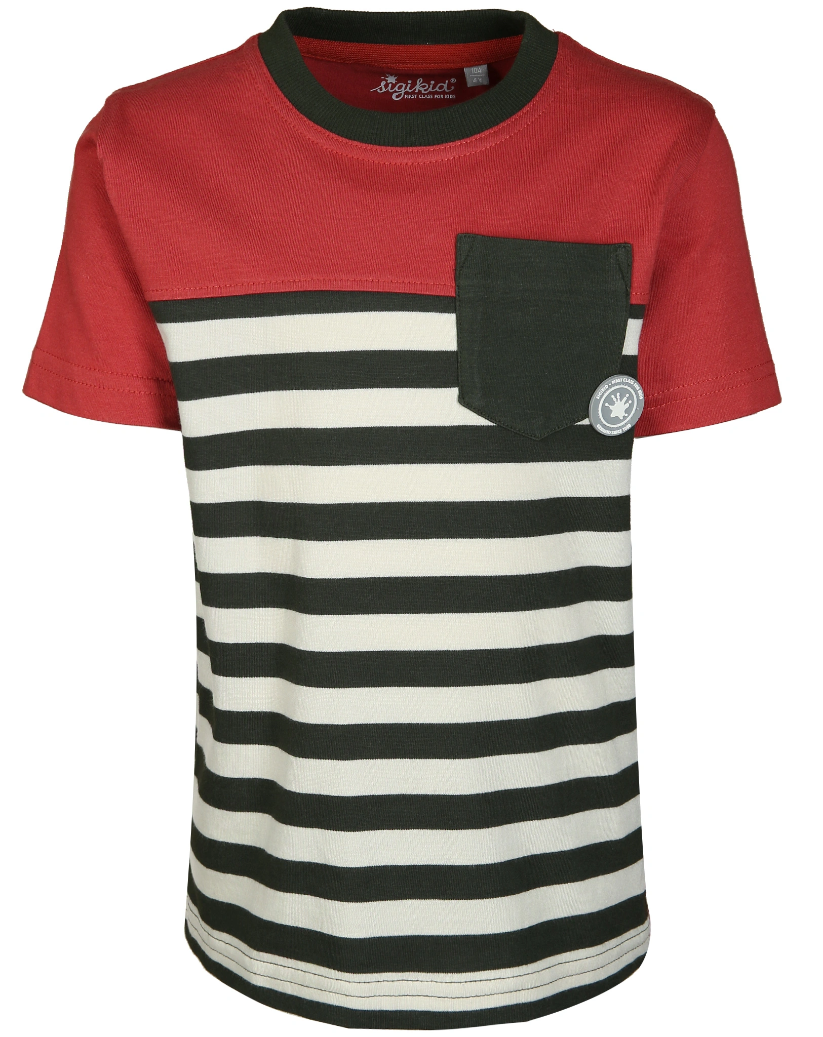 T-Shirt BIBER POCKET in rot/schwarz