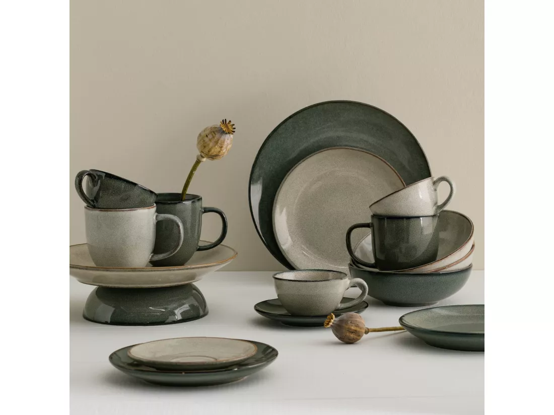 Tasse Avec Soucoupe Dobble Vert Moyen 6.5 x 15.5