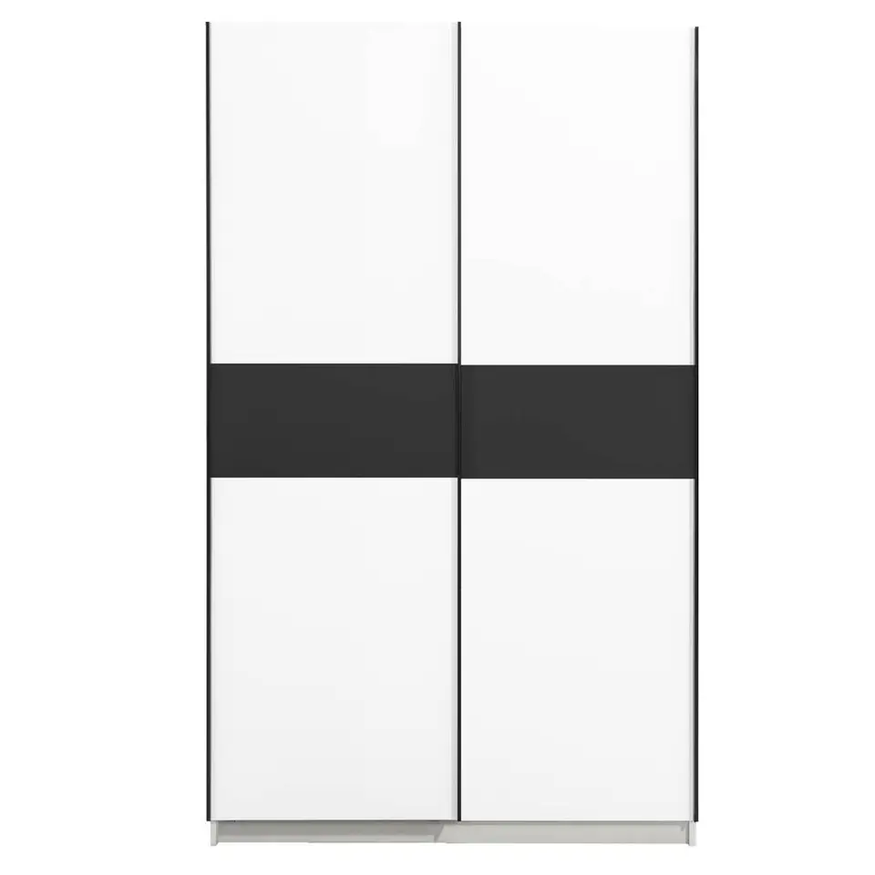 Schuifdeurkast Genua - wit/antraciet - 204x122x60 cm