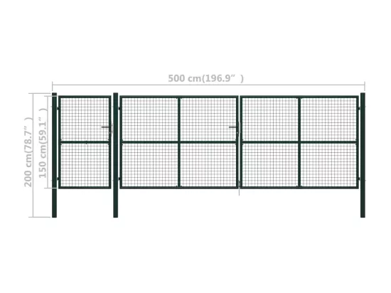 Portail de jardin Acier 500 x 150 cm Vert