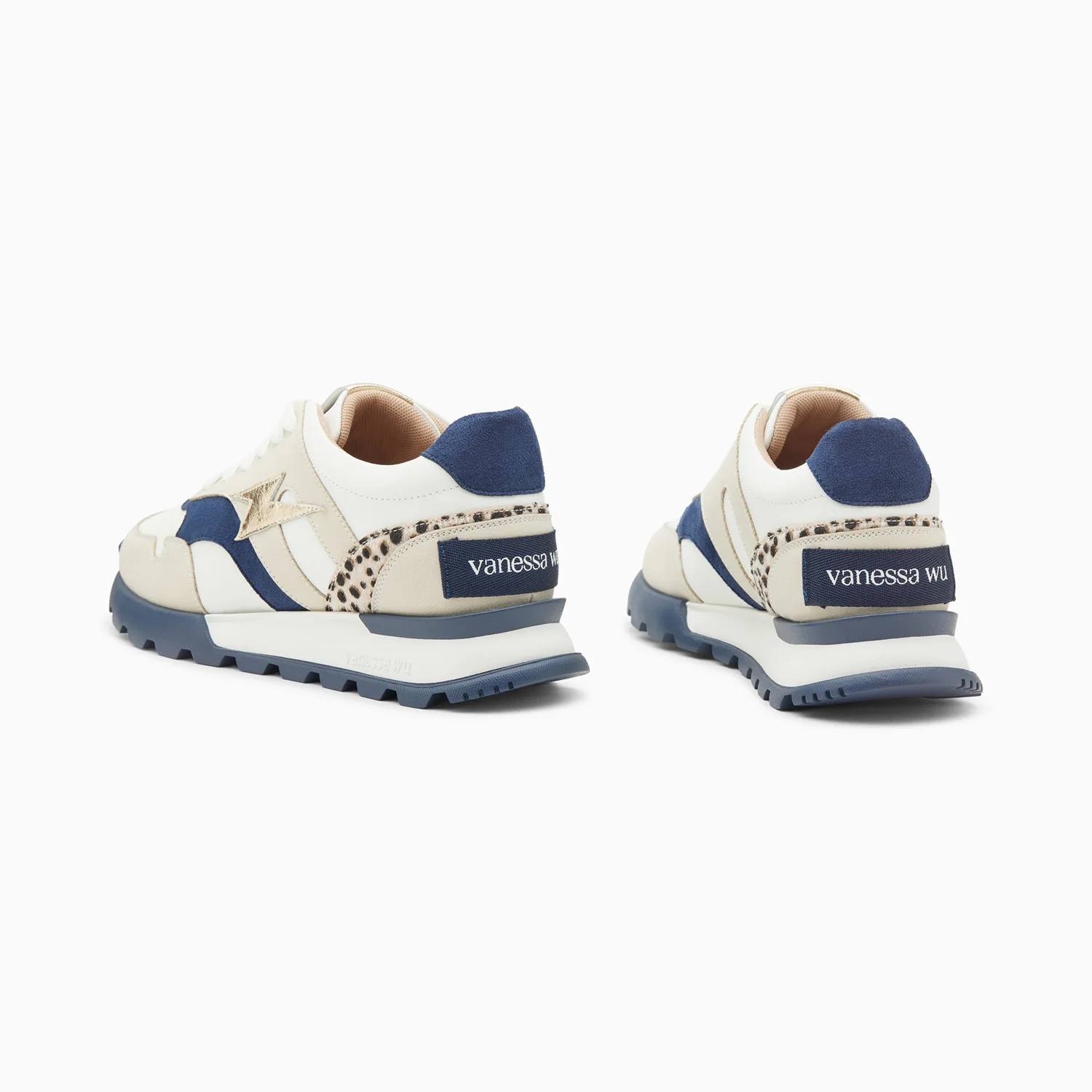 Sneakers-Baskets éclair Liéna bleu et or à semelle running