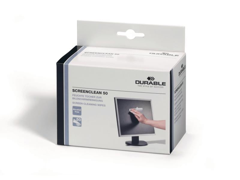 DURABLE Bildschirmreinigungstücher Screenclean 50 Stück Reinigungstücher