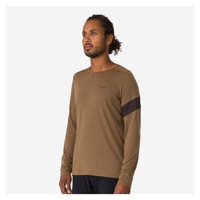 Maillot Manches Longues Rapha Trail Merino Marron / Noir