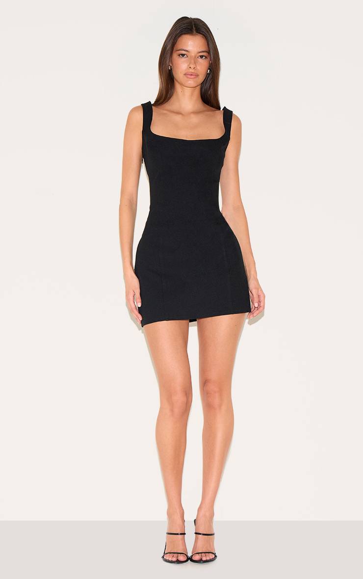 Noir Robe Moulante Ajustée À Encolure Carrée