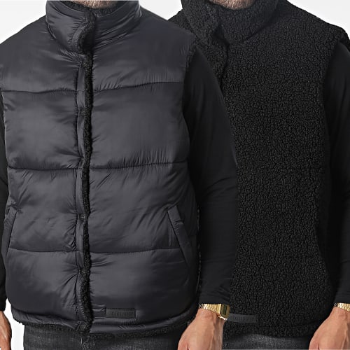 Veste Fourrure Doudoune Sans Manches Réversible U33471MOW Noir
