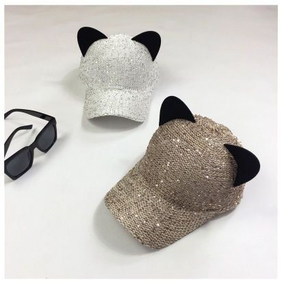 FROME - Baseballpet met kattenoren en pailletten