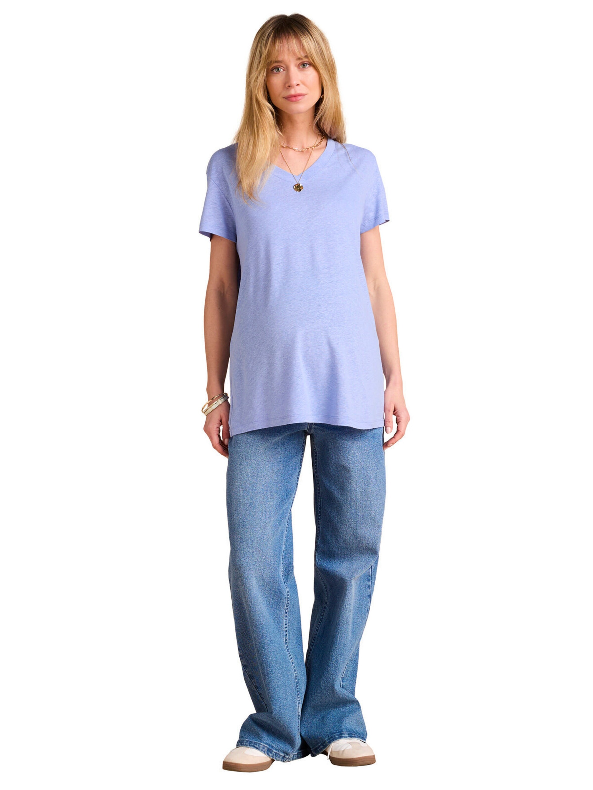 Envie de Fraise Umstands-T-Shirt mit Leinen azurblau