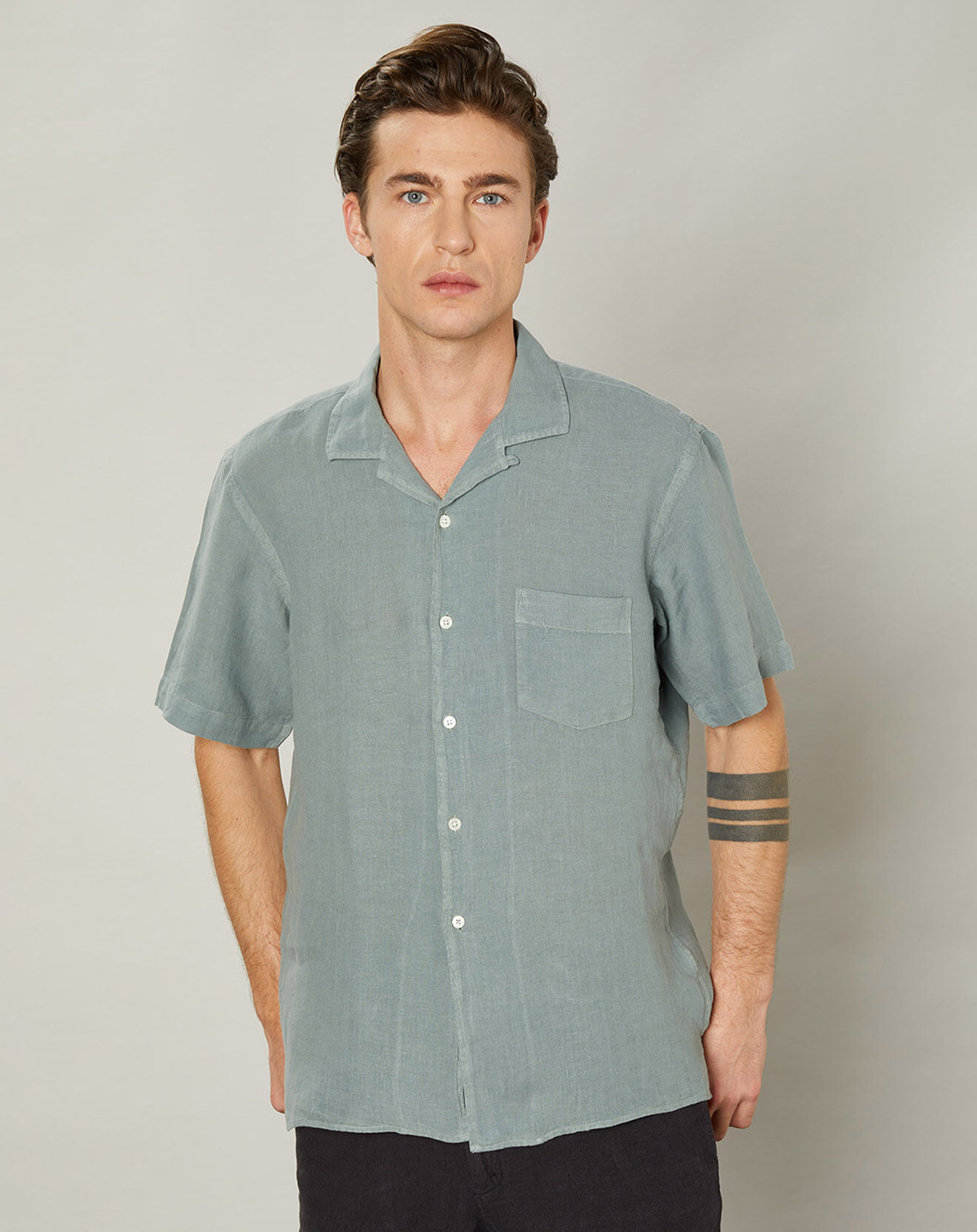 Hartford Chemise regular 100% Lin Palm Pat cactus