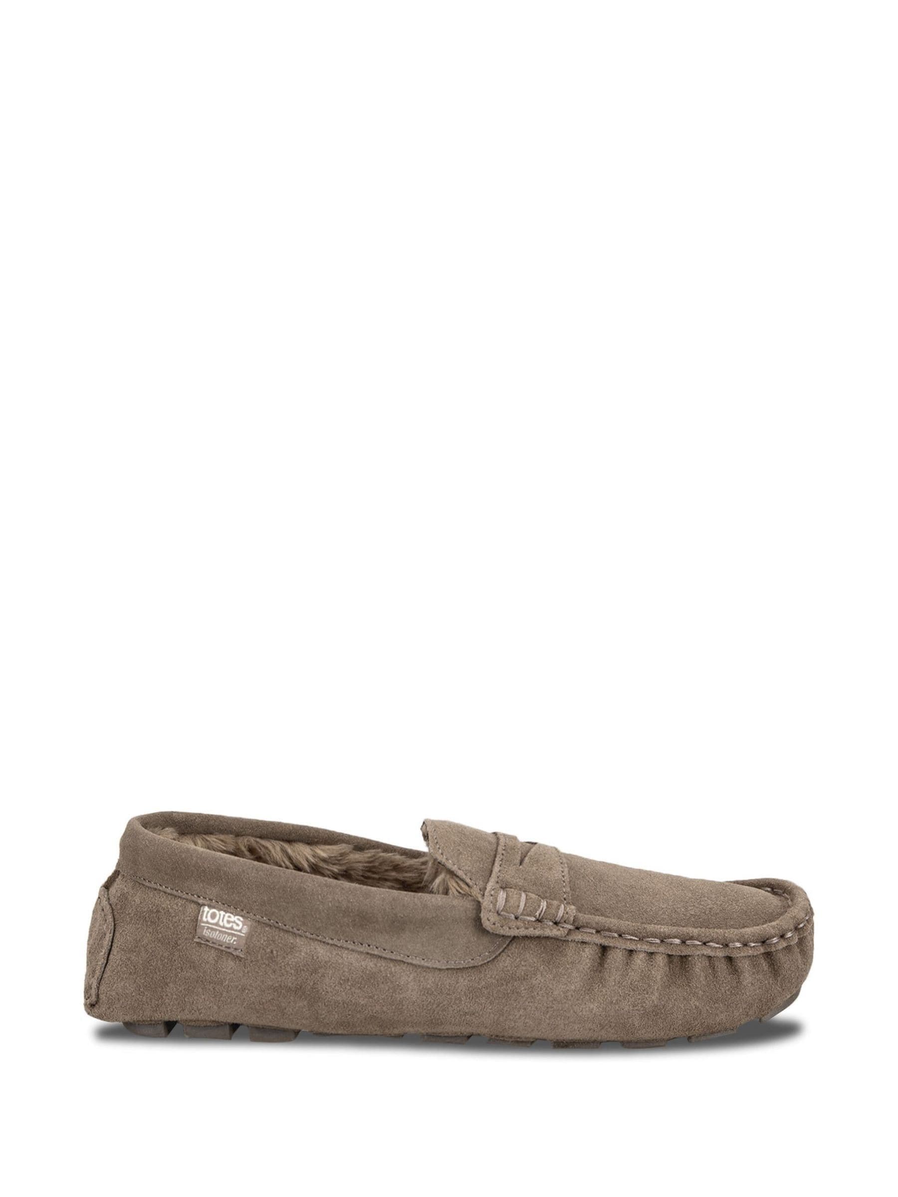 Crème - Totes Isotoner Mens Suede Moccasin With Water Repellency