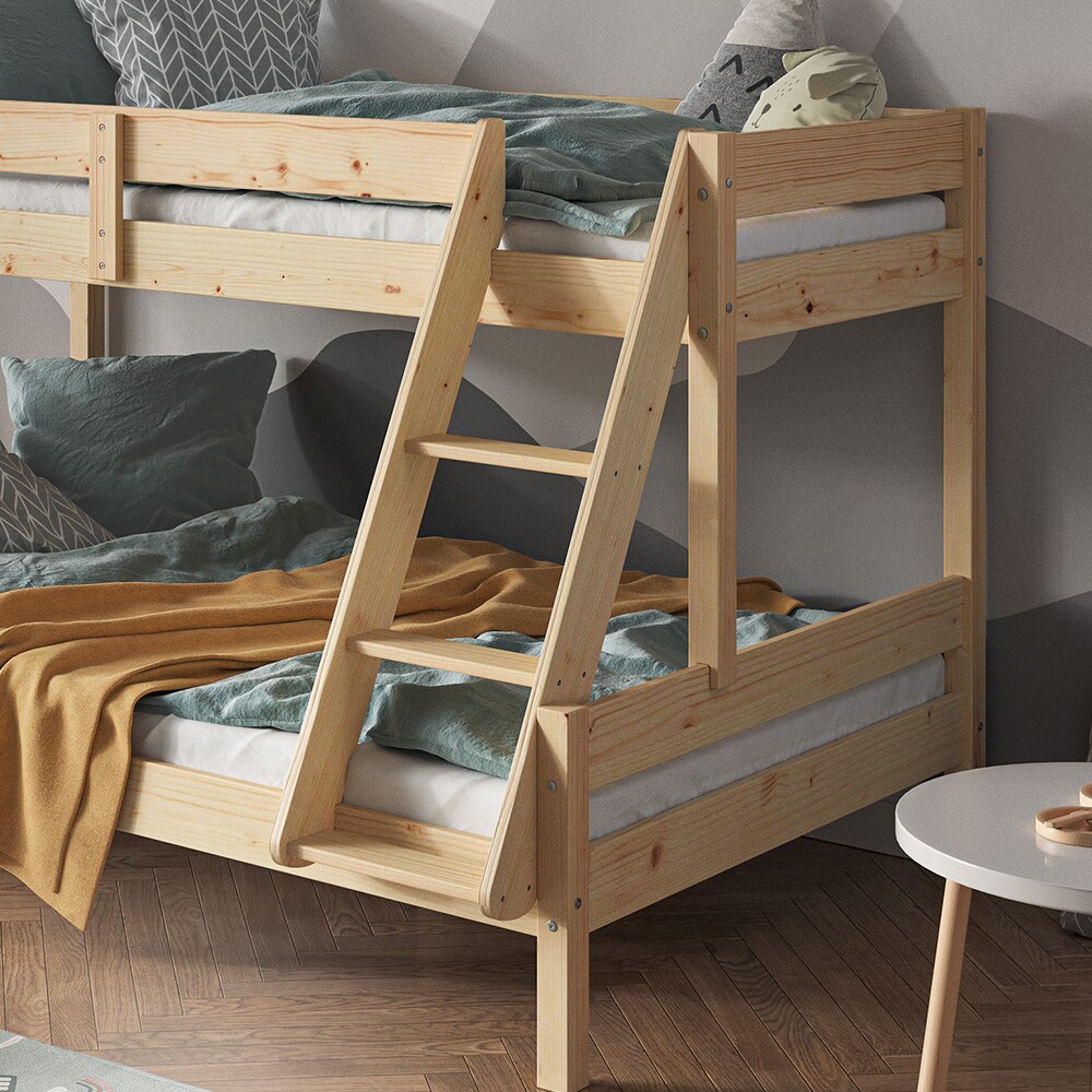 VitaliSpa Hochbett Kinderbett Spielbett Everest Natur modern 120x200 Massivholz Kinderzimmer Bett Lattenrost Bettleiter Kletterbett Doppelbett Geschwisterbett Gästebett Schubladenbett