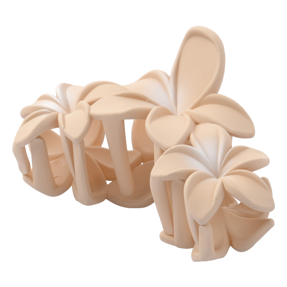 Große Haarklammer im Blumen-Design hellbeige