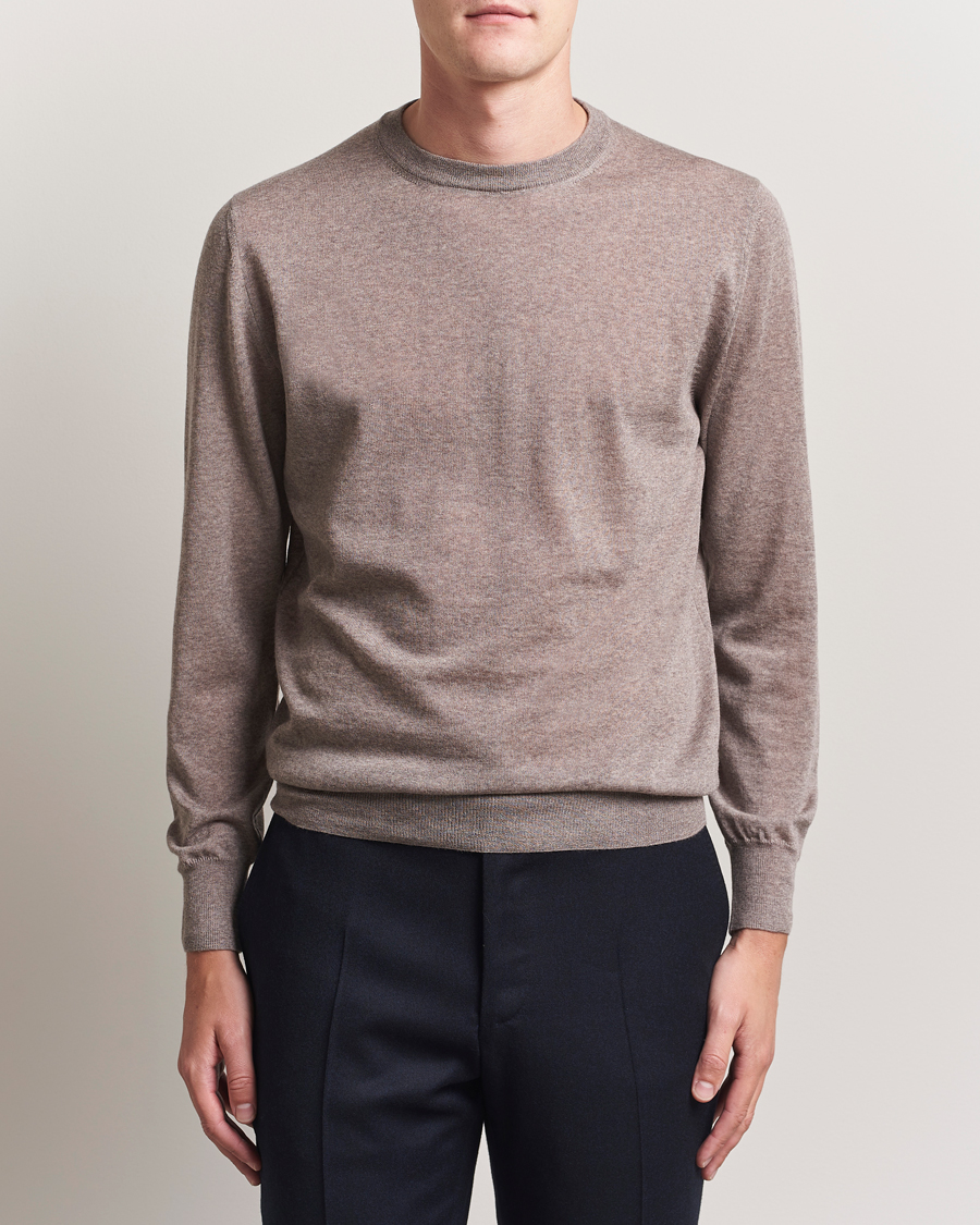 Canali Merino Wool Crew Neck Beige