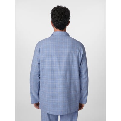Herren-Flanellpyjama kariert, Hellblau