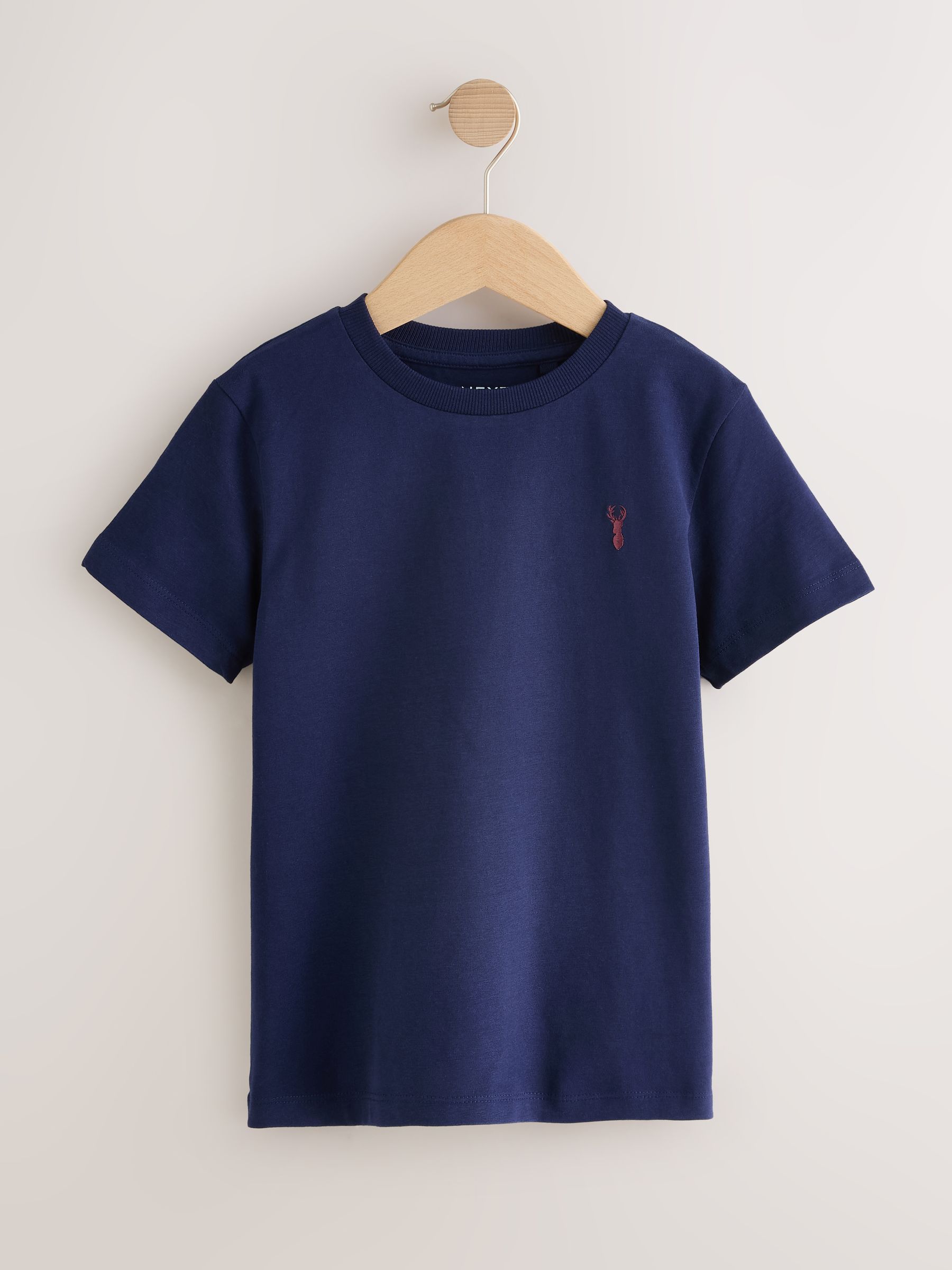 Bordeauxrood/wit - T-shirts met korte mouwen en geborduurd rendier, verpakking van 4 (3-16jr)