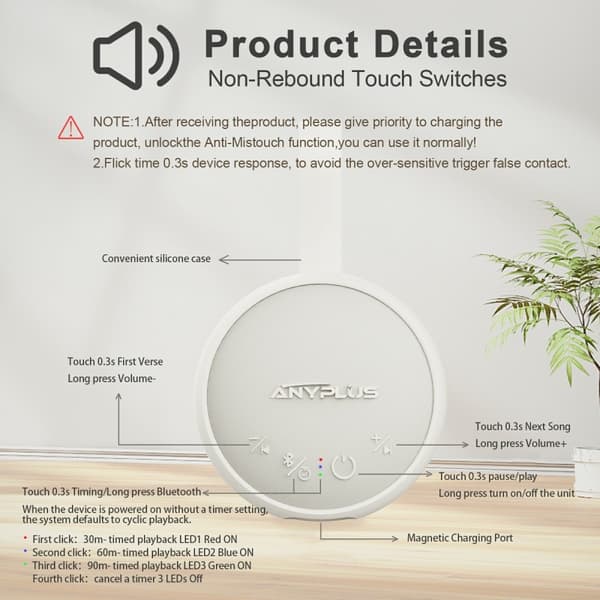 White Noise Machine Bluetooth-høyttaler Baby Barn Voksen Sleep Aid Sound Machine